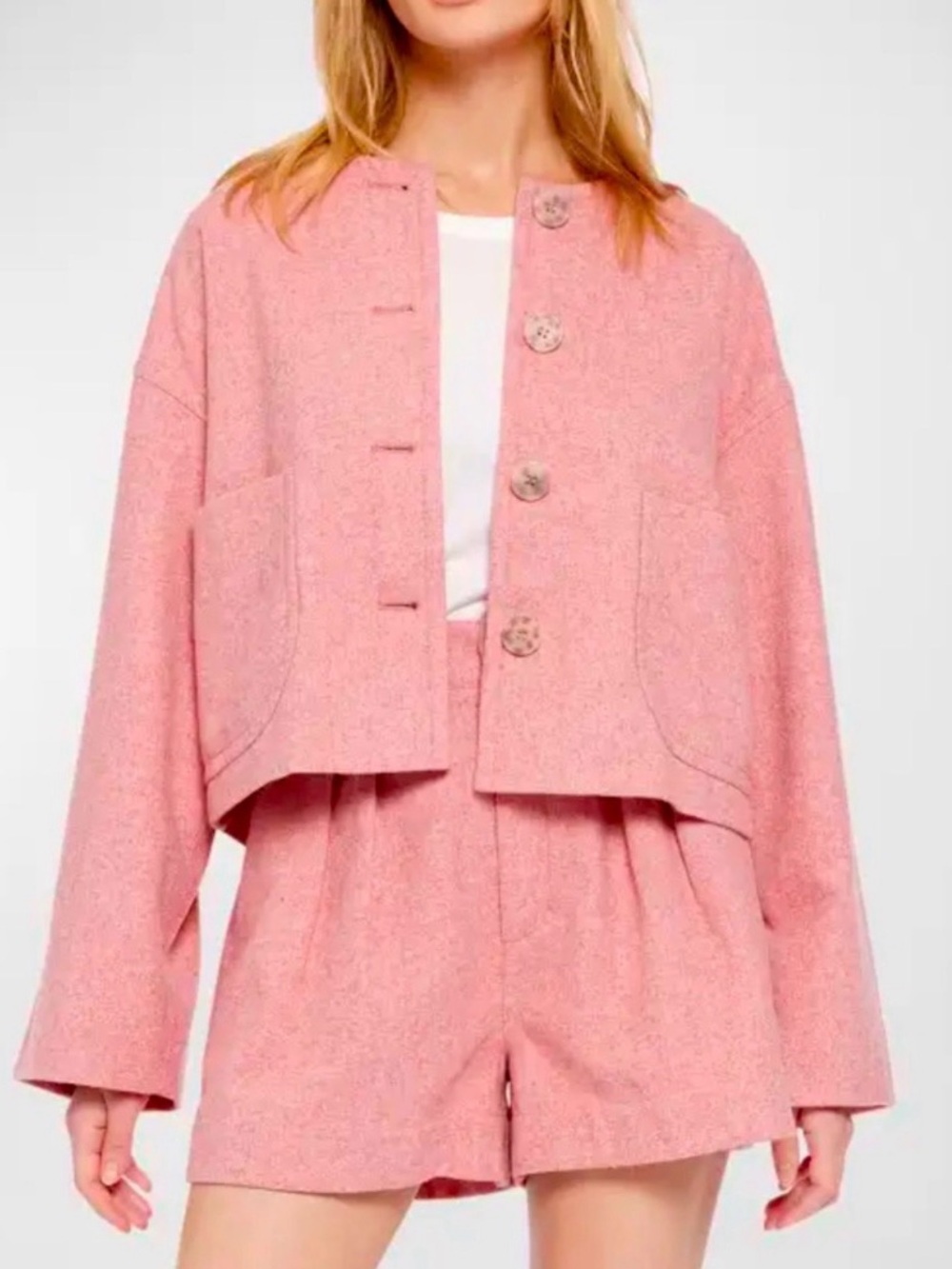 Joie Women’s 2-Piece Jacket size S & Shorts size 2 Pink Wool Blend